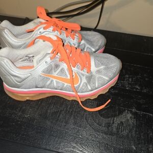 Nike Kids Gray and Orange Sneakers